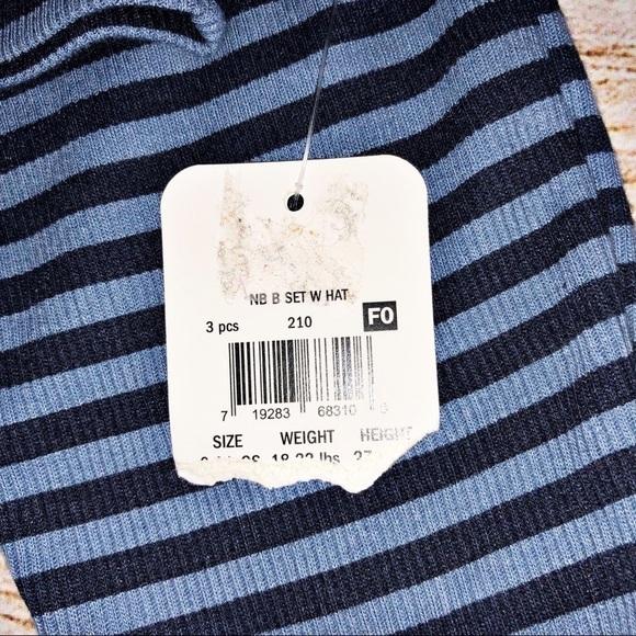 Lullaby Lane Blue Striped Infant 3 Piece Outfit Size 6-9M - Picture 6 of 6